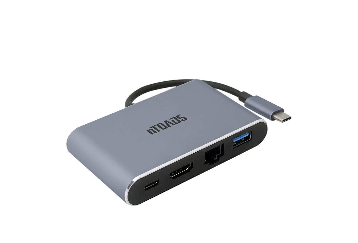 nTOADS 4in1 Adaptor, HDMI RJ45 USB3.0 USB-C for PD Charging HUB